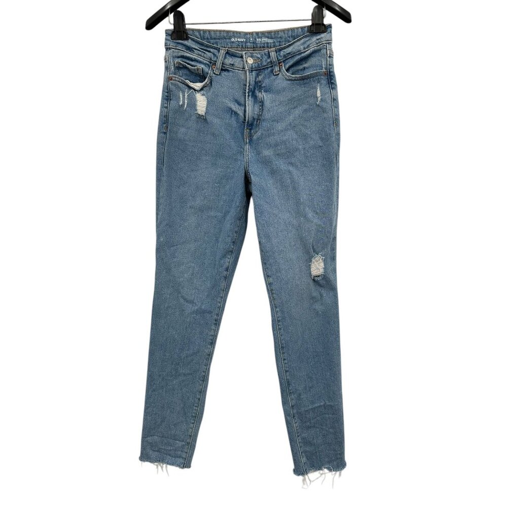 Old Navy Womens OG Straight High-Rise Distressed Frayed  Jeans Size 6 Tall